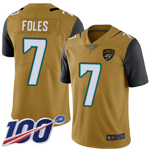 Jacksonville Jaguars #7 Nick Foles Gold Youth Stitched NFL Limited Rush 100th Season Jersey